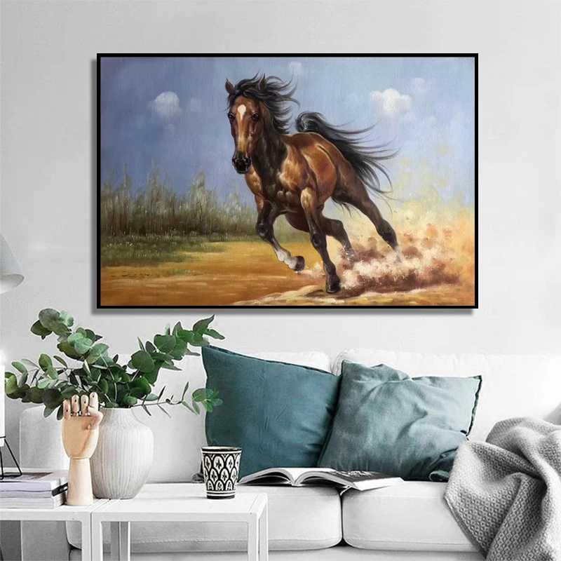 100% ручная роспись суперпрозрачная лошадь Высококачественная художественная