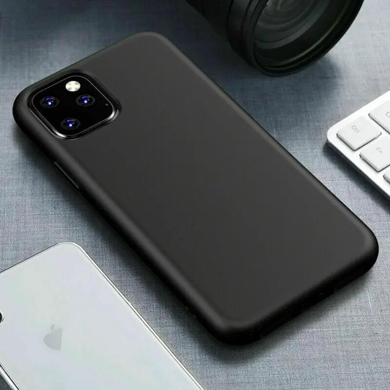 Silicone Ultra Thin Slim Soft Gel Cover Rubber Case For iPhone 11 PRO MAX Luxury Phone - Matte Black 2019 New |