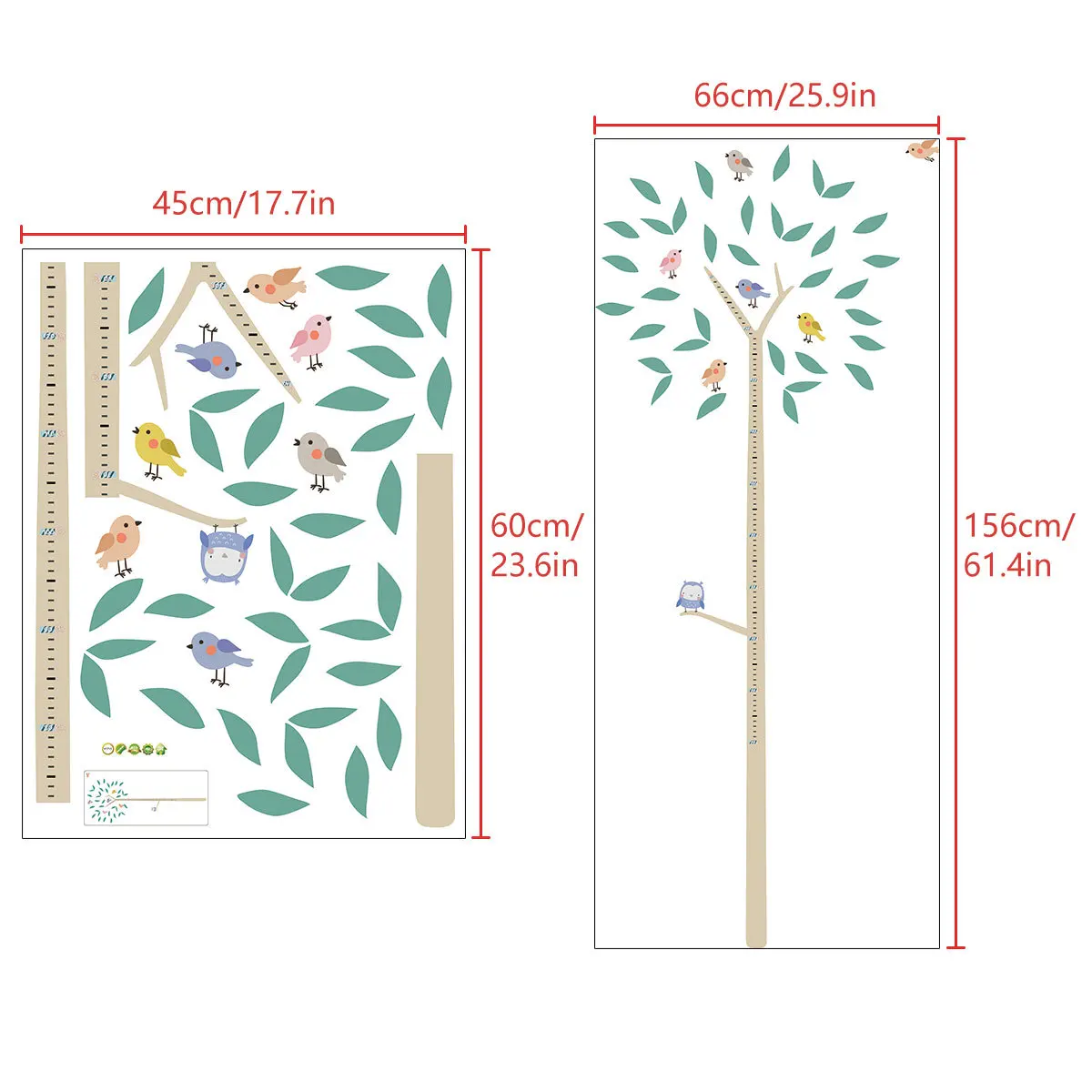 

PVC Color Bird Tree Height Wall Sticker Children's Room Kindergarten Creative Decorative Wall Sticker Cartoon Sticker Wall