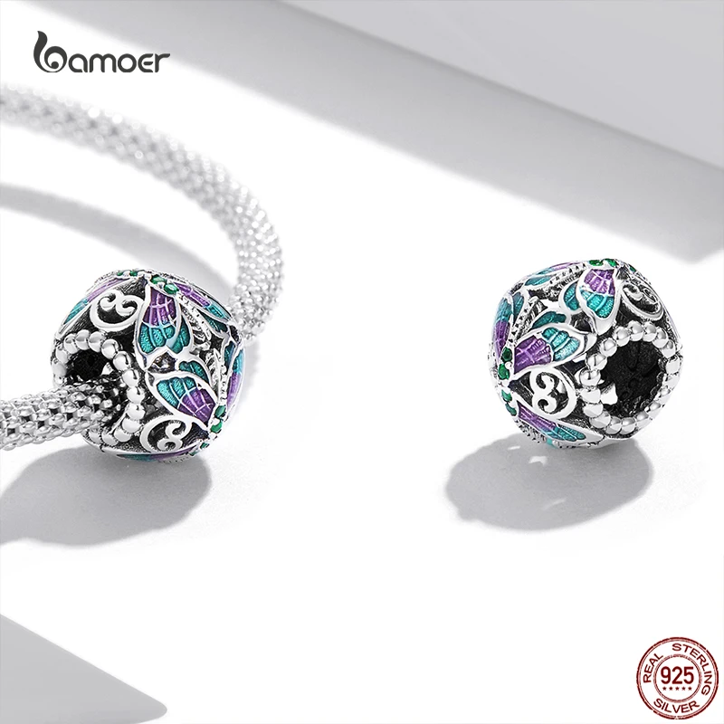 Bamoer серебро стрекоза амулеты бусины подлинное 925 пробы кулон оригинал сделай сам