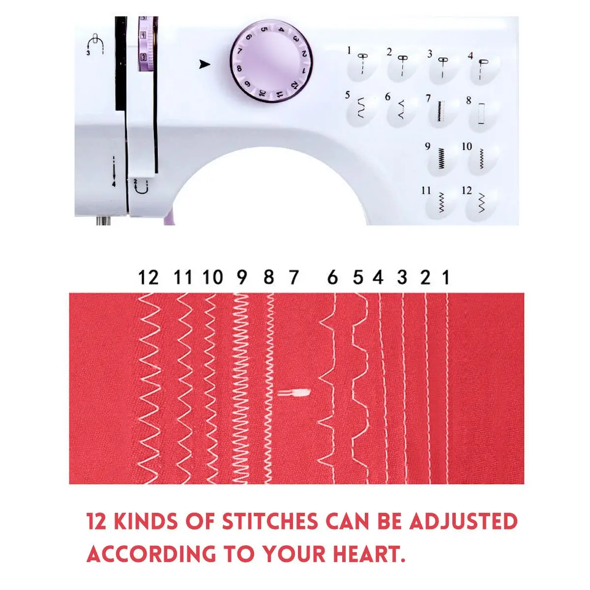 

Multifunction 12 Stitches LED Electric Sewing Machine with Foot Pedal Adjustable Speed Multifunction Quilting Household Sew Tool