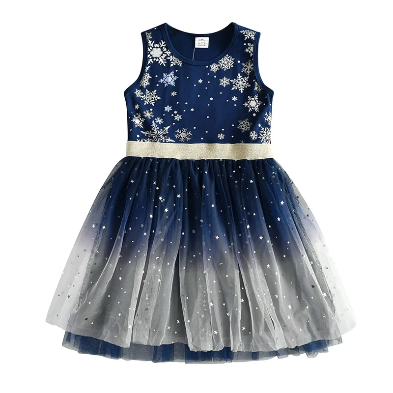 DXTON Kids Sleeveless Lace Dress For Girls Party Star Sequined Birthday Tutu Dresses Children Casual Wear Summer Vestidos | Детская