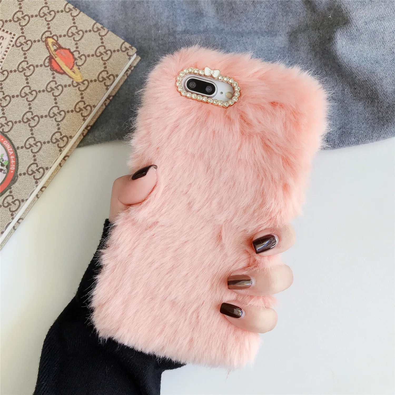 Милый теплый плюшевый чехол для телефона с бриллиантами huawei P9 P10 P20 P30 pro lite plus mate 9 10