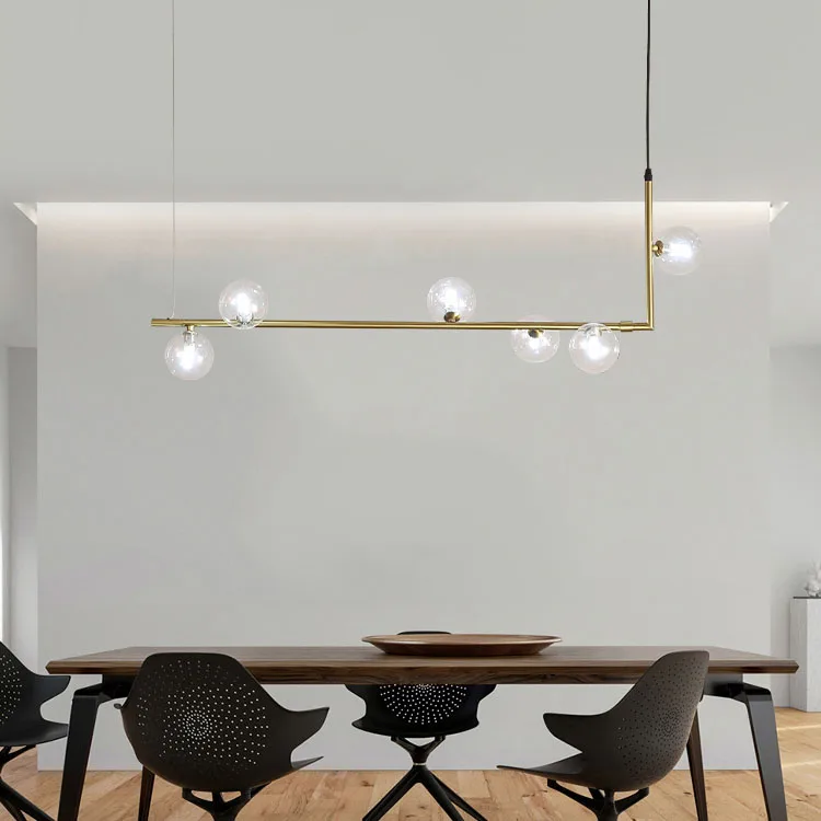 Подвесной светильник g9 led Nordic из железа стекла черного и золотого цветов