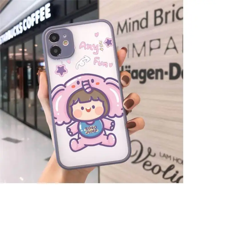 

Cute painting cartoon Phone Case Matte Transparent for iPhone 7 8 11 12 s mini pro X XS XR MAX Plus cover funda