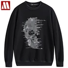 Мужская толстовка в британском стиле с изображением черепа, модная уличная одежда с блестящими бриллиантами, Мужская брендовая одежда с принтом Стразы