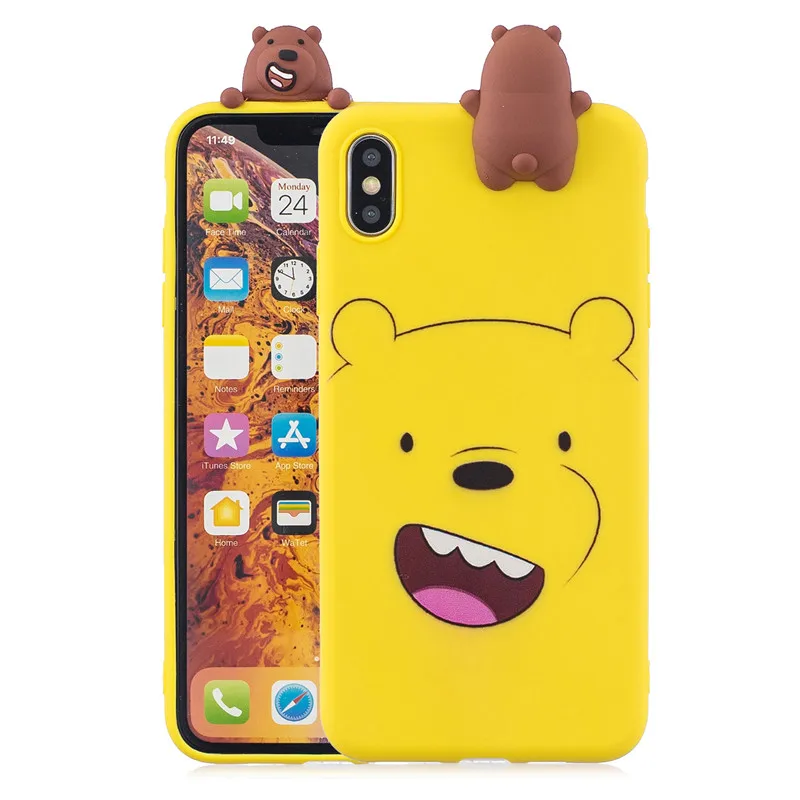 Милый мультяшный 3D Мягкий силиконовый чехол из ТПУ для iPhone 11 Pro X XS Max XR 8 7 6 6S Plus 5 5S