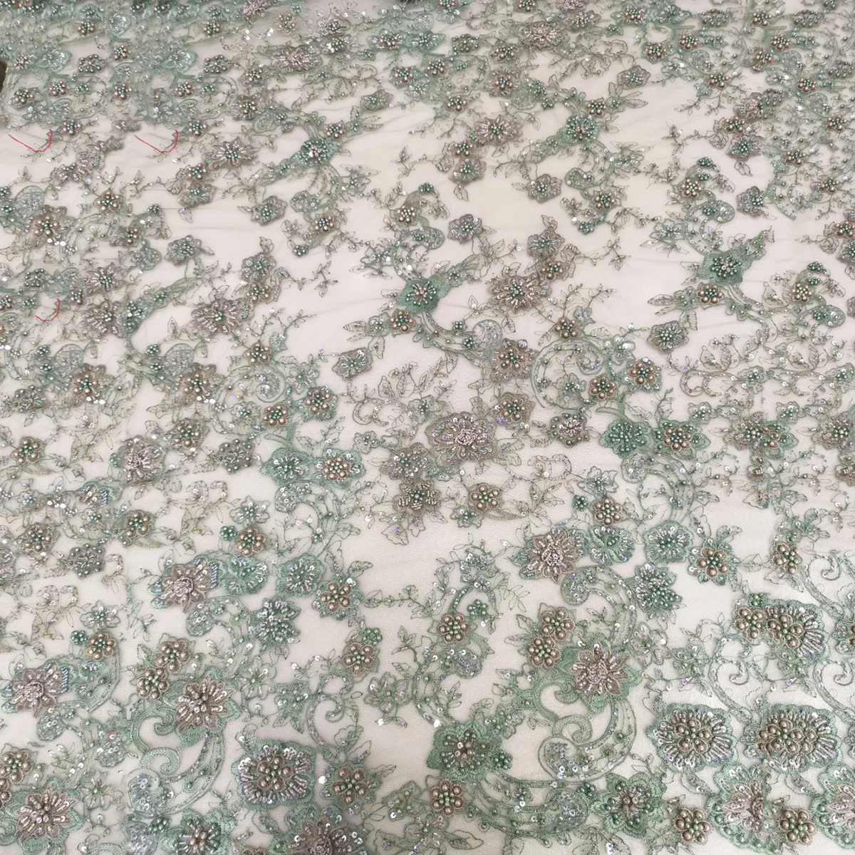 1 ярд новинка Африканское кружевное платье ручной работы с бусинами и 3D цветами