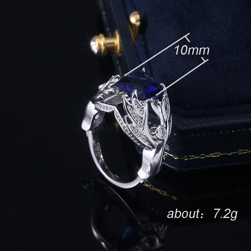 Visisap Creative Angel Wings Ring 10mm Blue Zircon Rings for Women Anniversary Birthday Gifts Seller Recommended Jewelry B2956 | Украшения