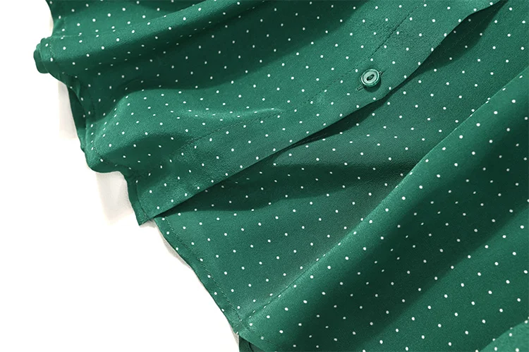 Женская рубашка с длинным рукавом блузка из шелка тутового крепа в зеленый