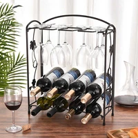 2 tier 8 wine rack wine bottles storage rack holder wine cup display stand home kitchen bar tools barware wine cabinet shelf