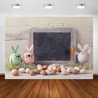 photography backdrop happy easter spring rabbit eggs wooden blackboard background newborn baby for photo studio vinyl photocall
