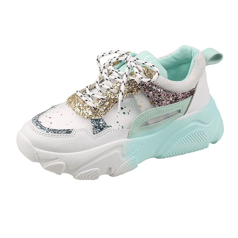 2020 женские модные кроссовки на массивной платформе со шнуровкой Обувь для