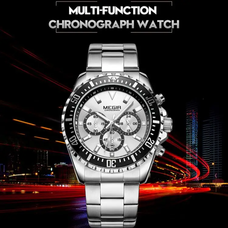 Часы наручные MEGIR Мужские кварцевые роскошные деловые спортивные полностью