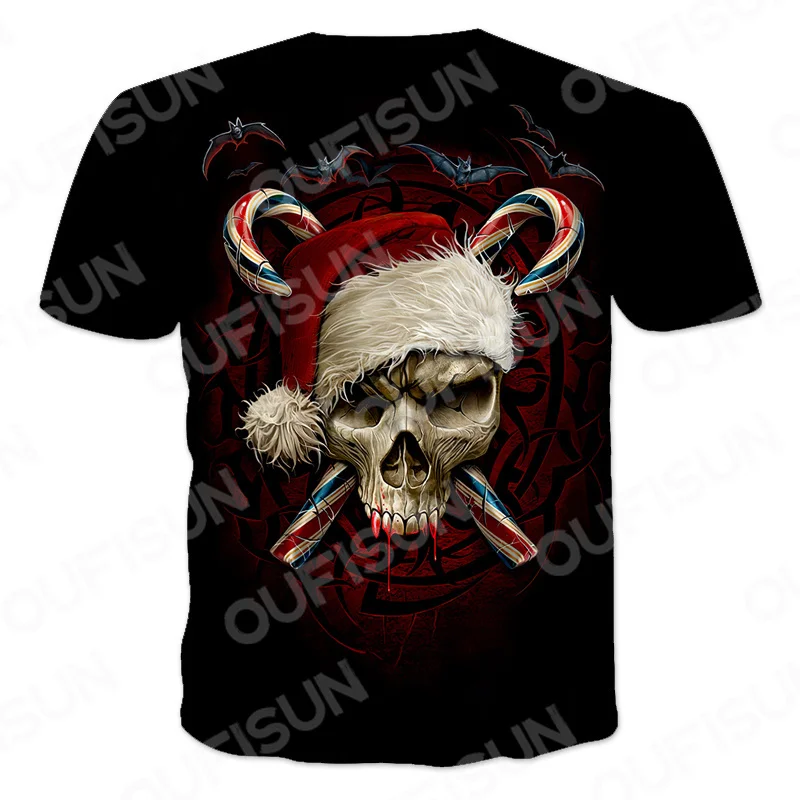 

Skull Printing Men T-shirt Punk Rock Clothes Skeleton Vintage Unisex Tees Tops Summer Casual O-Neck Oversize Man T shirt XXS-6XL