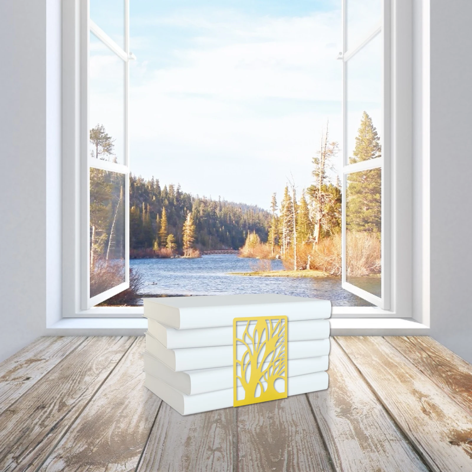 

hollow Storage Book Holder Home Retro metal Bookends Decoration 2PC bookshelf Tree shadow creative retro home storage decor