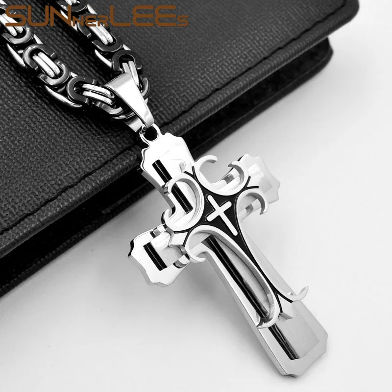 Цепочка с кулоном в виде креста Иисусом Христа из нержавеющей стали - купить по