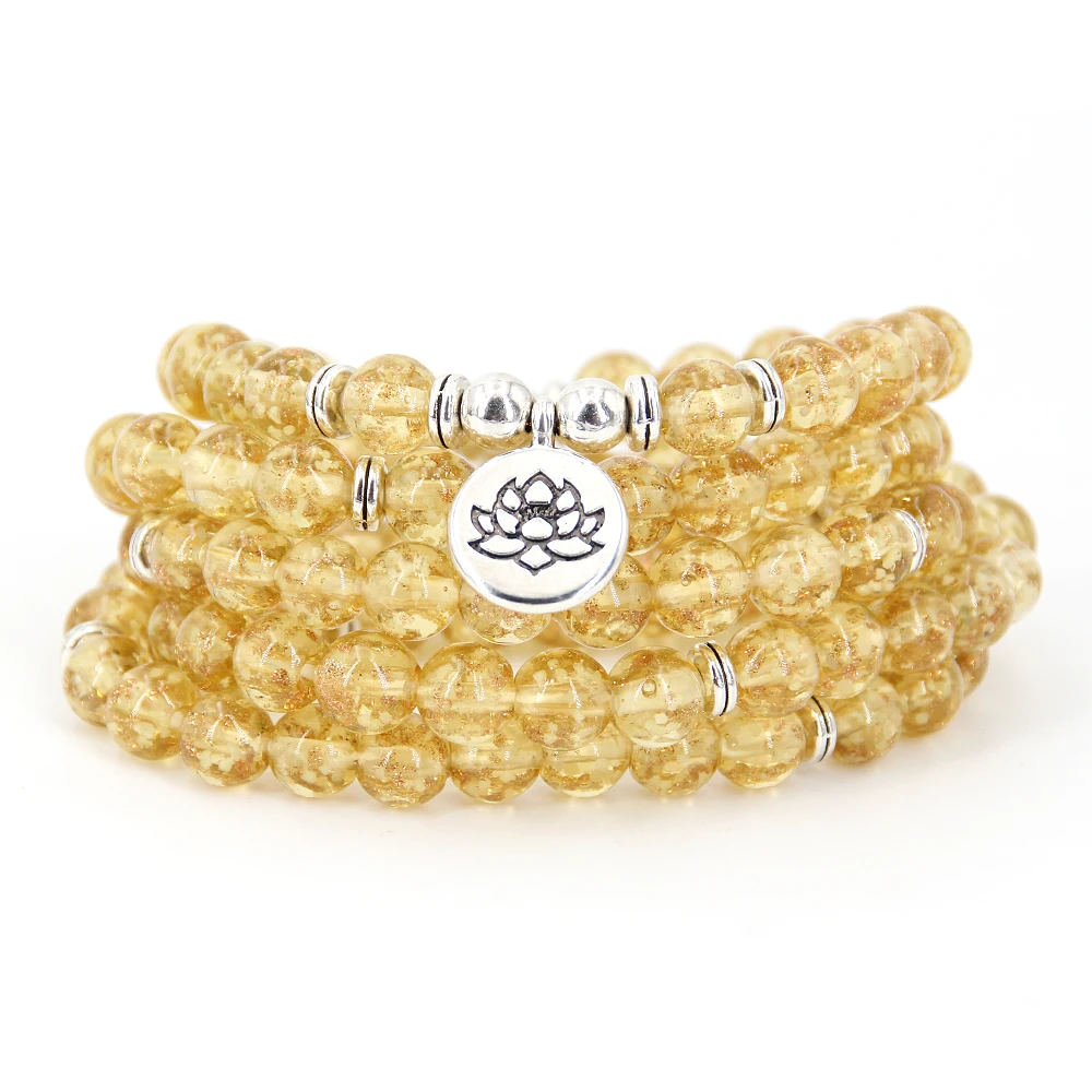 Блестящие буддистские молитвенные браслеты 108 мала 8 мм светящиеся стеклянные