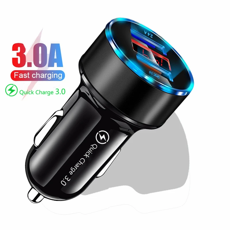 Автомобильное зарядное устройство Mini с двумя USB-портами универсальное быстрое 4 0