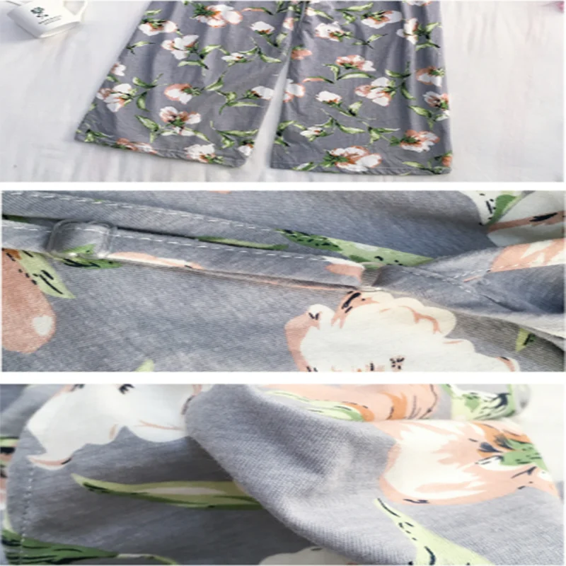 

Speing Autumn Sleepwear Women Pajama Set Small Floral Print Nightgown Sling Pajamas Lounge Wear 3 Pieces Sets Woman