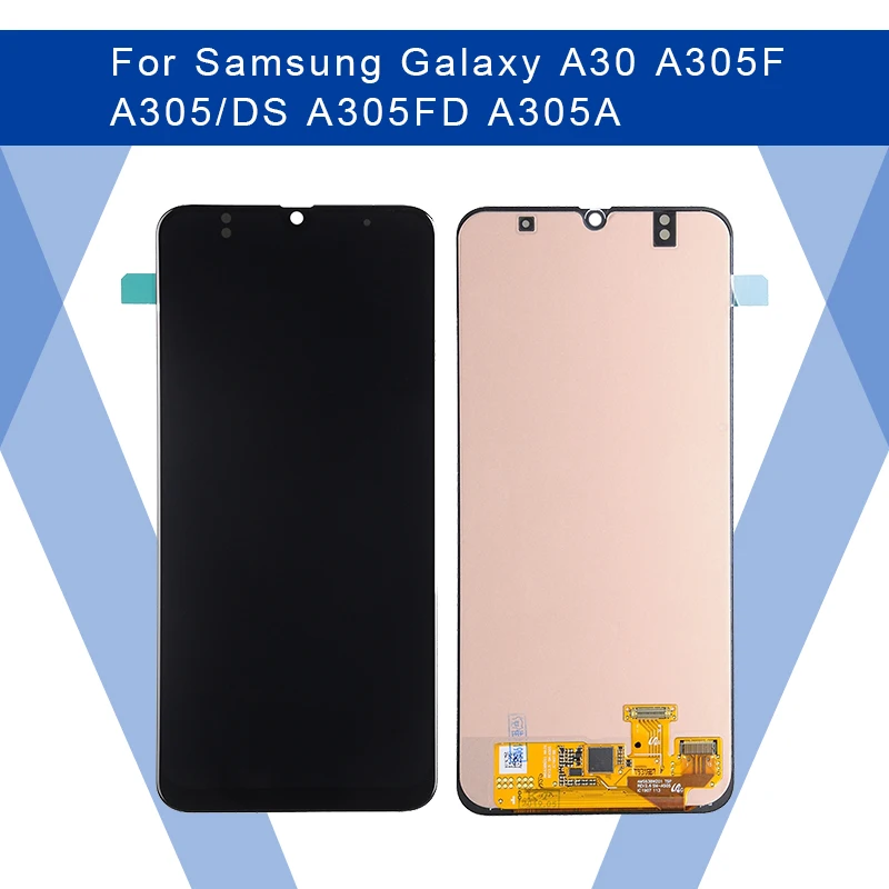 Для SAMSUNG Galaxy A30 A305F A305A ЖК дисплей AMOLED экран + сенсорная панель дигитайзер сборка