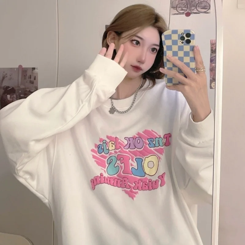 

Real Shot Cost-Effective Cloth Cotton Thin Sweater Women's round Neck Foam