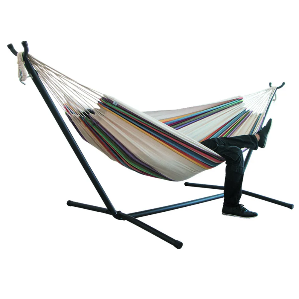 

200*150cm Indoor/Outdoor Camping Hammock Hanging Chair Durable Comfort Thick Canvas Stripe Hammocks Swing Chairs without Shelf