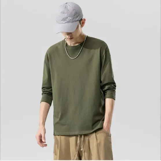 

Spring and autumn new cotton long sleeve men's fashion brand T-shirt simple fashion loose lovers leisure T-shirt fashion