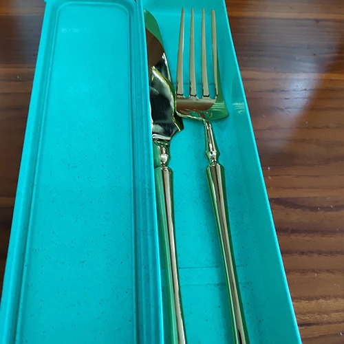 Green knife and fork Набор столовых приборов из нержавеющей стали, золотой, зеркальная полировка, столовая посуда, столовый нож, вилка, продукты, инструменты, кухонные аксессуары - Цвет: Green knife and fork