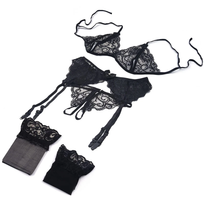 

4 Pcs Sets Women Lace Bra Set Seamless Underwear Sexy Panties BraSets Bralette Lingerie Thin Briefs Female Intimate Plus Size