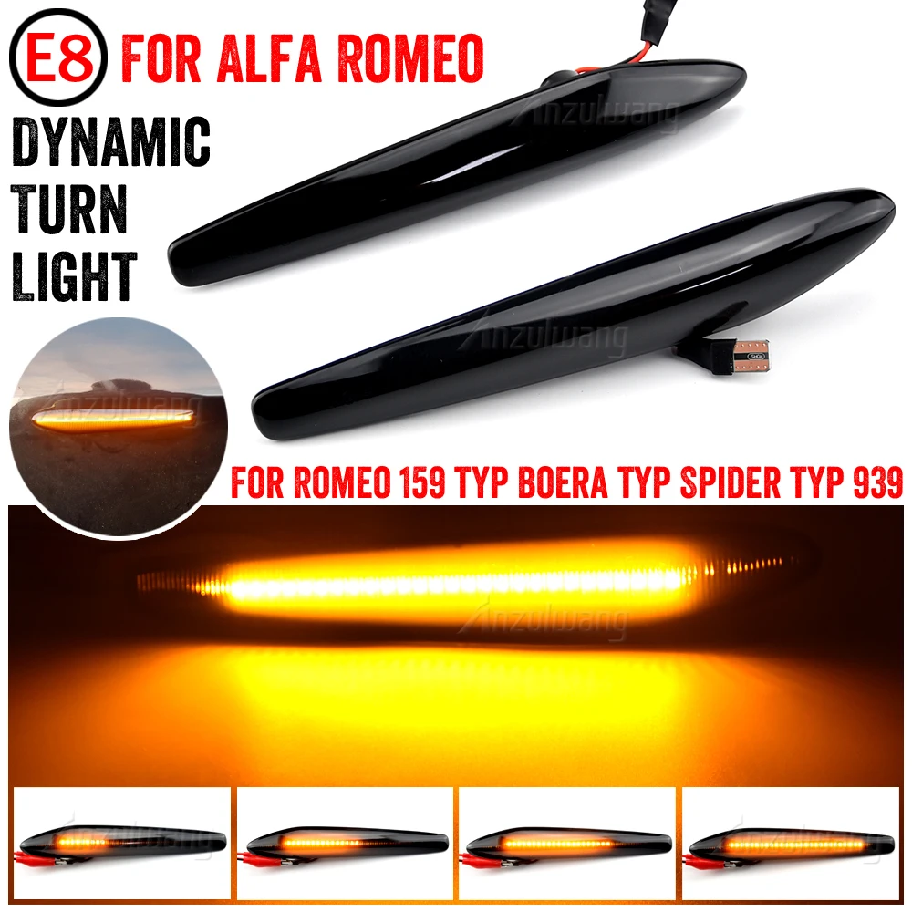 2Pcs LED Dynamic Side Marker Lights Arrow Turn Signal Blinker Lamps For Alfa Romeo 159 / 159 Sportwagon / Boera / Spider typ 939