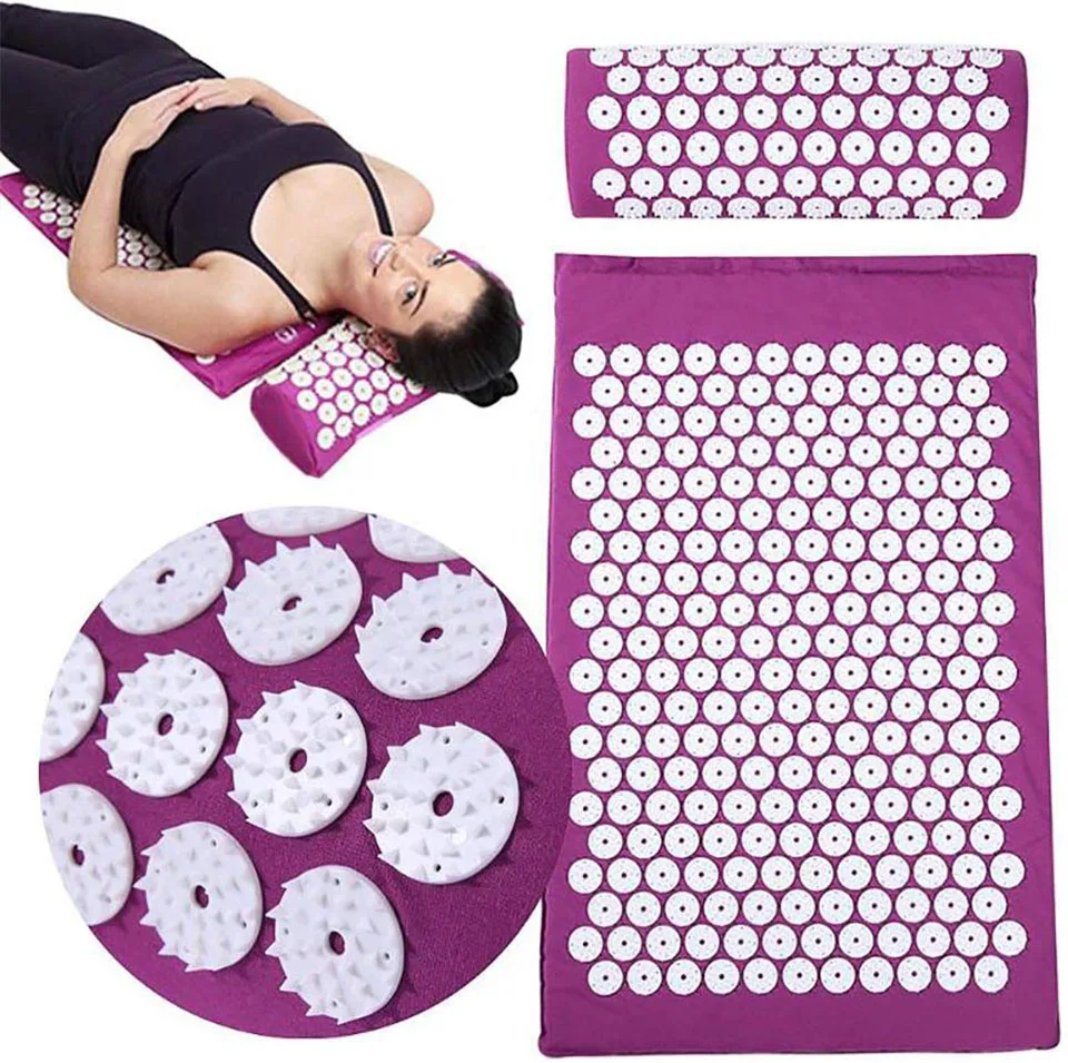 

Eco Mat Acupressure Massager Natural Linen Cotton Acupuncture Mats +Pillow Back Reflexology Trigger Point Massage Stress Relief