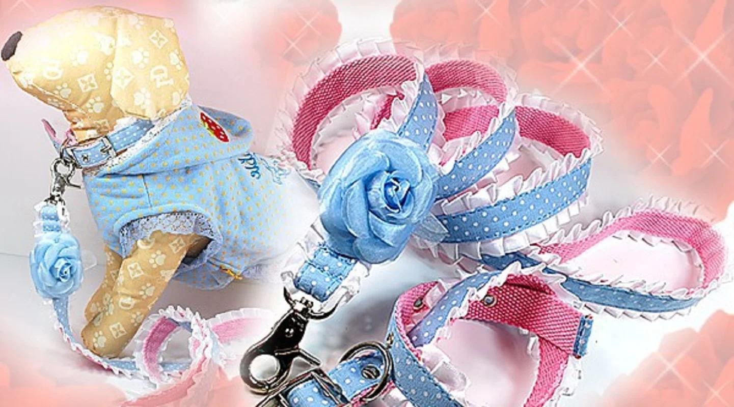 Free Shipping Princess Camellia Lace Adjustable Dog Collar Leash Pet Accessories Collier Yorkie Poodle Maltese Walking Holiday | Дом и сад