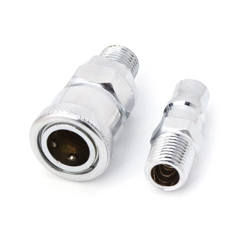2 Pcs Pneumatic Parts Euro Air Line Hose Compressor Connector Quick Release 1/4" BSP Male Thread Coupler Fitting | Обустройство