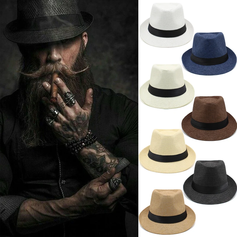 

Соломенная шляпа-федора для детей и взрослых, Пляжная шапка-трилби от солнца, для детей и взрослых, 2 размера, для путешествий, лето