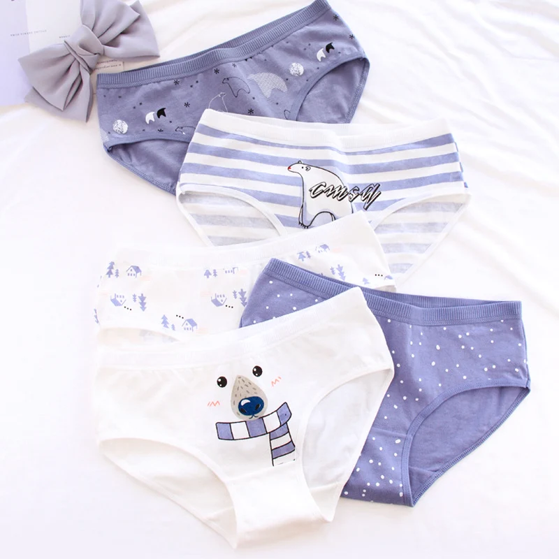 Женские трусики с рисунком белого медведя хлопковое нижнее белье для девочек