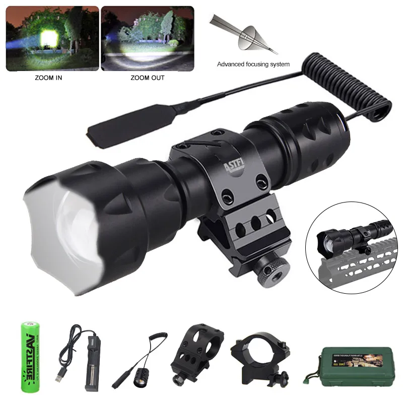

T20 Масштабируемые светодиодные оружие светильник 400 ярдов Белый тактическая охотничья вспышка светильник + 2 * прицел Airsoft крепление + перекл...