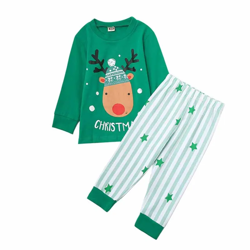 Conjunto navide&ntilde;o de estampado de Pap&aacute; Noel para ni&ntilde;as, jersey de manga larga + Pantalones a rayas con estrellas, ropa de casa, traje de 0-5 a&ntilde;os, ropa de Navidad para ni&ntilde;os-1