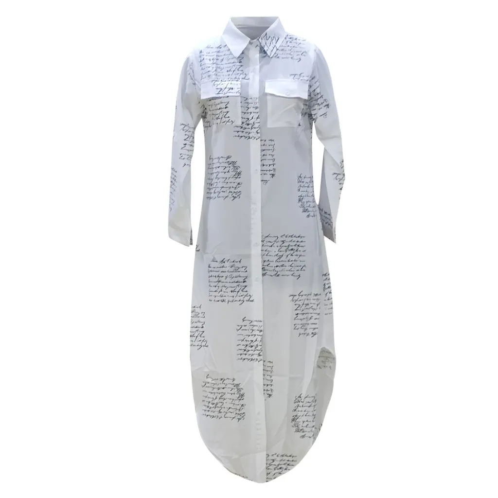 Fashion Women's Long Sleeve Loose Casual Dress with Pocket Button Shirt Print - Sexy and Stylish Vestido Largo image 5