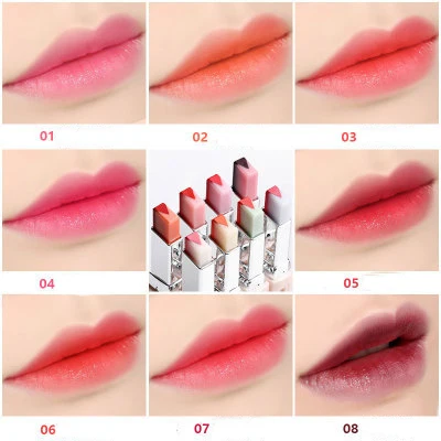 Двухцветная v-образной деталью матовая губная помада градиент блеск для губ