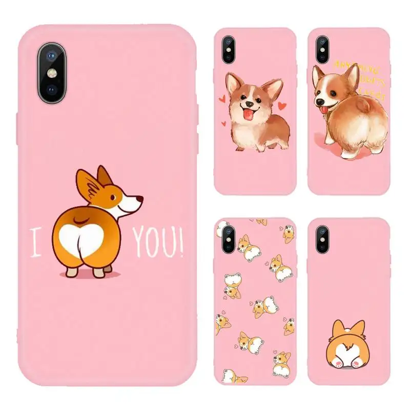 

Cute Corgi Butt Animal Puppy Phone Case Candy Color for iPhone 11 12 mini pro XS MAX 8 7 6 6S Plus X SE 2020 XR
