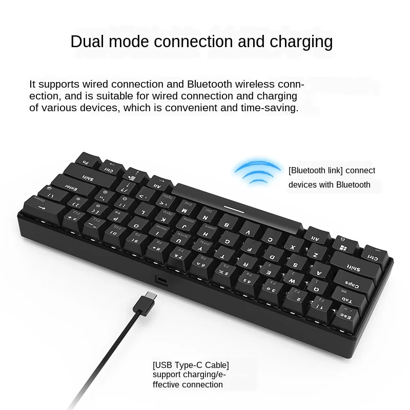 Ajazz I610T синий/черный/красный коммутатор 61 Ключи Bluetooth подключения USB механическая