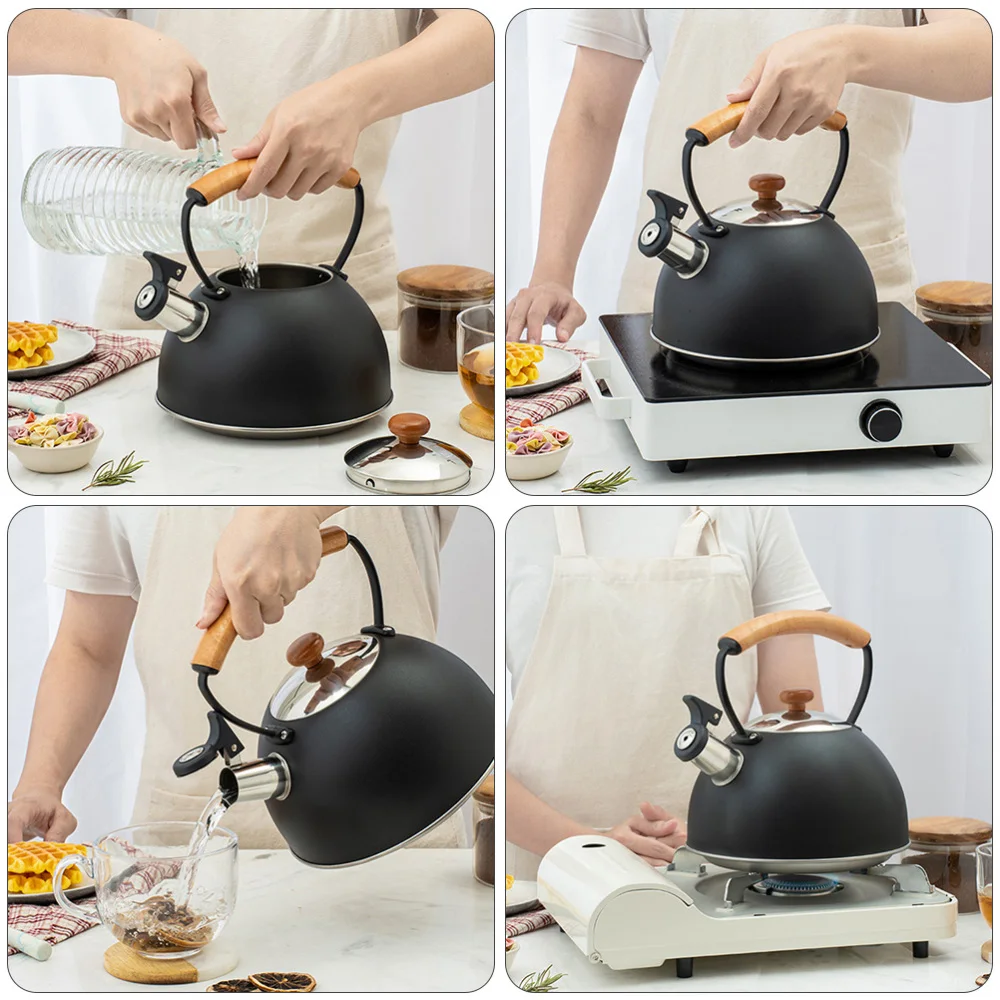 

1pc Durable Whistling Tea Kettle Whistling Tea Pot for Home Office (Black)