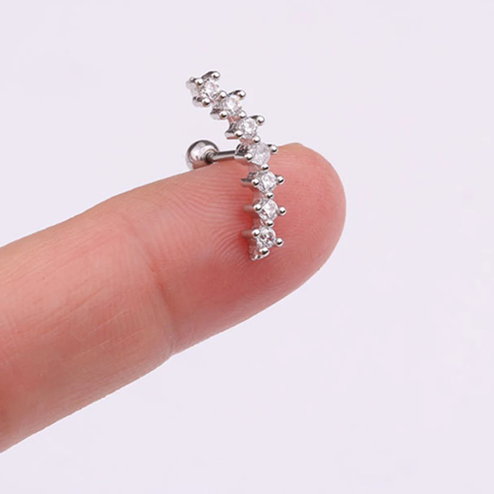 Серьги гвоздики из стали с фианитом Элегантные Ювелирные Украшения Для Пирсинга