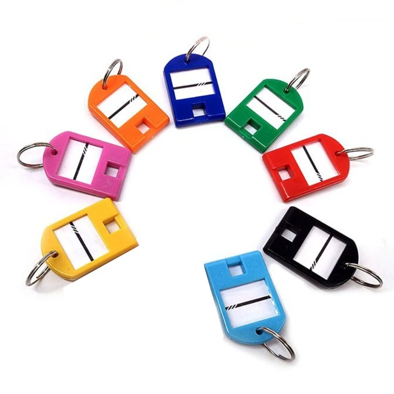 

8Pcs Multicolored Plastic Key Tags with Split Ring Label Window ID Name Identifiers for Luggage Bag Pet Name Accessories