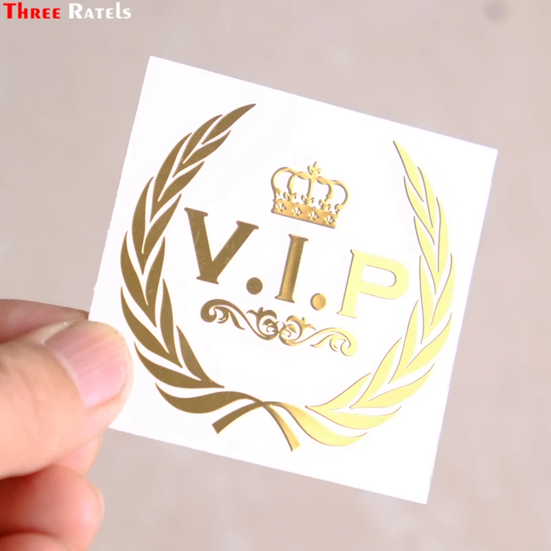 

Three Ratels MT-043# 56*58mm funny car stickers vip crown metal golden nickel car stickers and decals auto car stickers