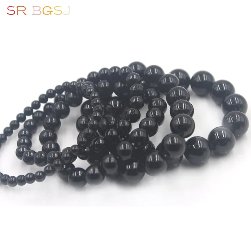 Free Shipping 6 8 10 12 14mm Round Natural Black Tourmaline Gems Stone Handmade Stretchy Jewelry Bracelet 7&quot 7.5&quot 8&quot | Украшения