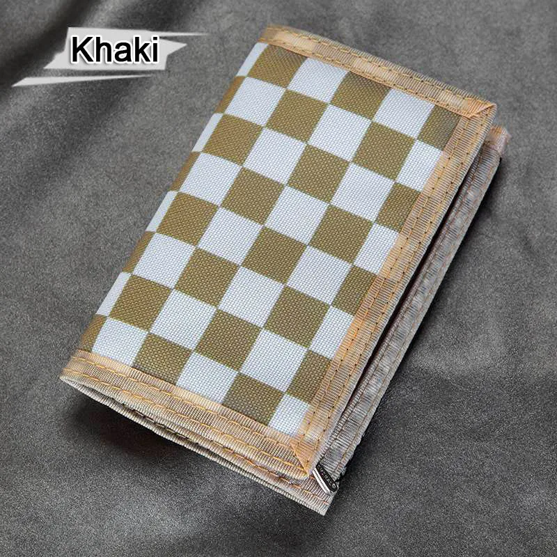 

EPHER Nylon Trifold Wallet Coin Bag Racing Checker Money Clip Pouch Banknote Card Cardholder