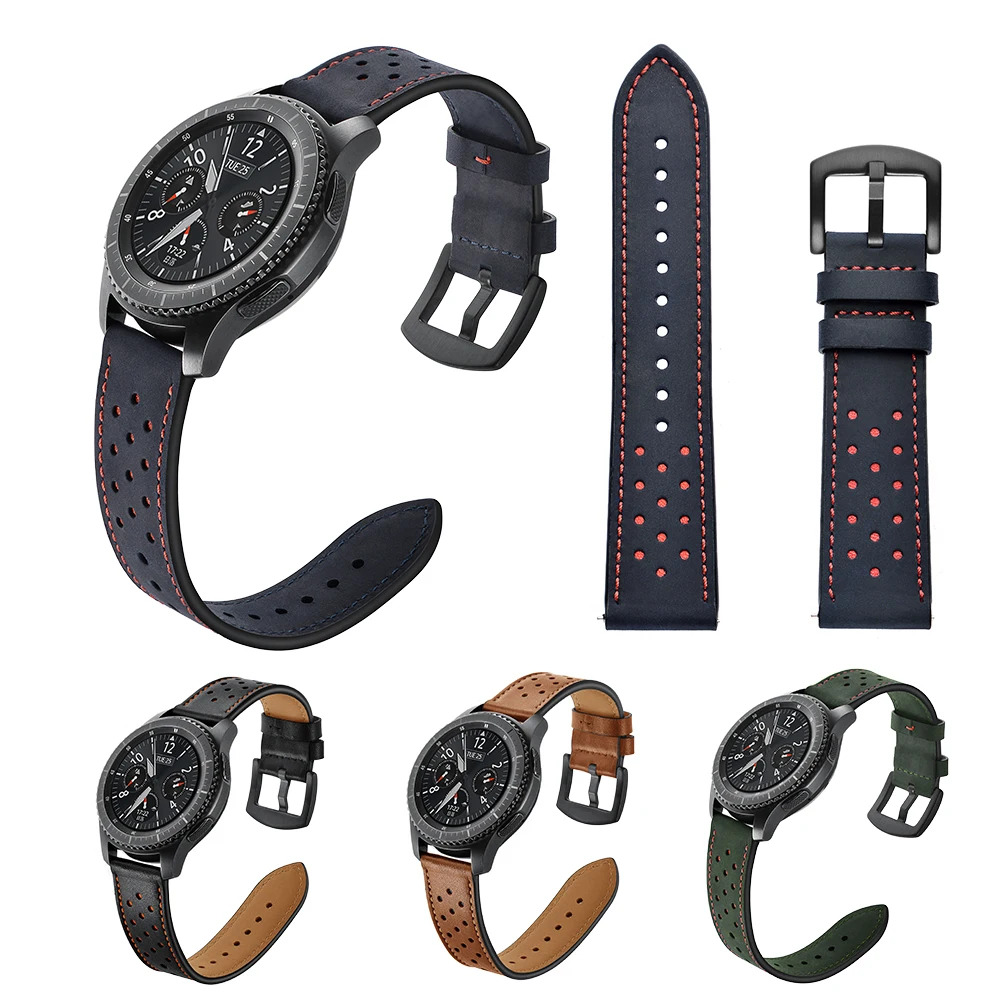 Высококачественный кожаный ремешок для Samsung Gear S3 22 мм/дышащий часов ручной
