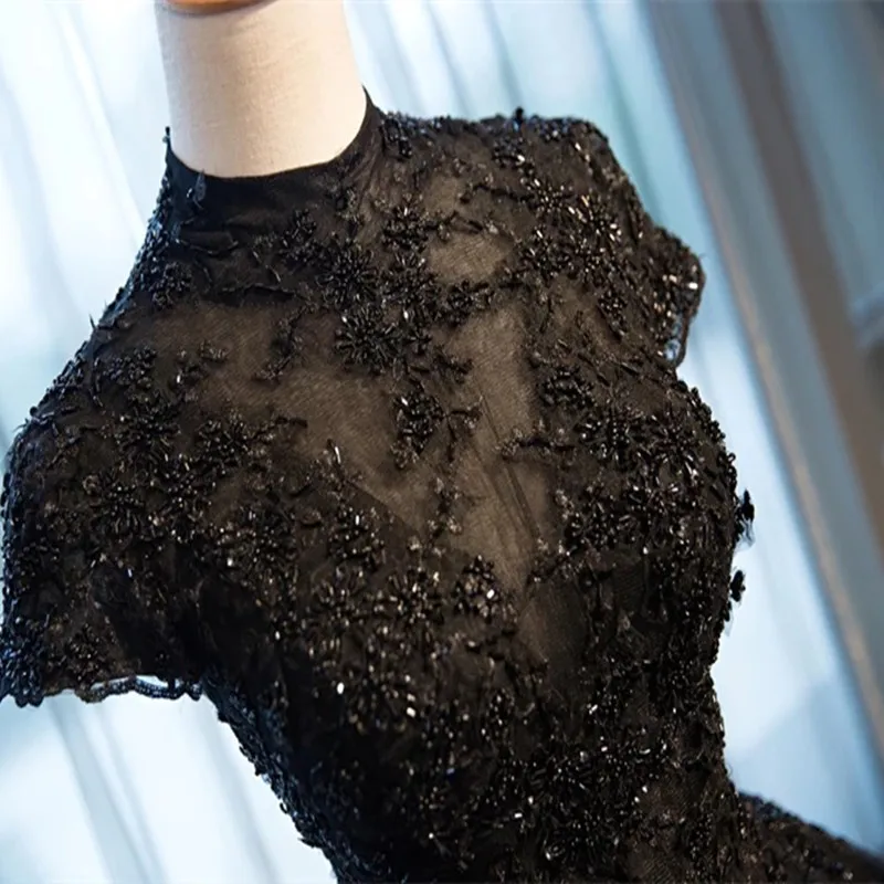 Женское вечернее платье с высоким воротом черное Элегантное Длинное